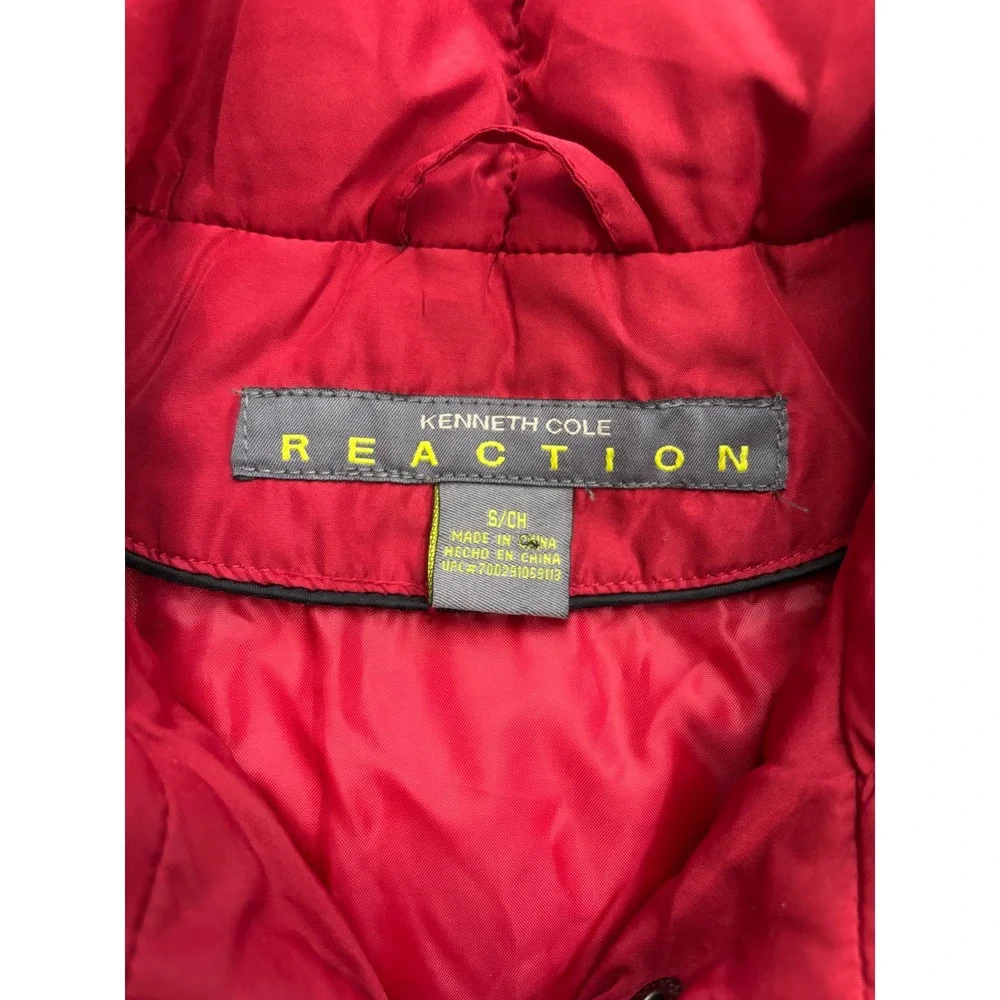 Kenneth Cole Reaction Womens Red Puffer Vest Down Feather Fill‎ Quilted Small